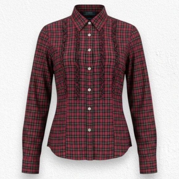 Lauren Ralph Lauren Tops - Lauren Ralph Lauren Brodie Plaid Ruffle button blouse top